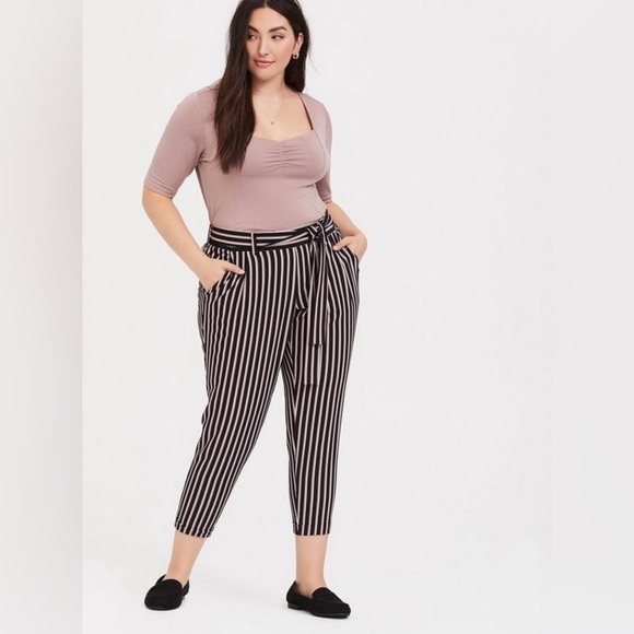 Torrid Multi Stripe Crepe Tie Front Tapered Pant Size 3X - Picture 1 of 5